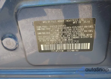 2013 Subaru Xv Crosstrek 2.0I Premium from USA, damaged, VIN JF2GPAWC0D2836758